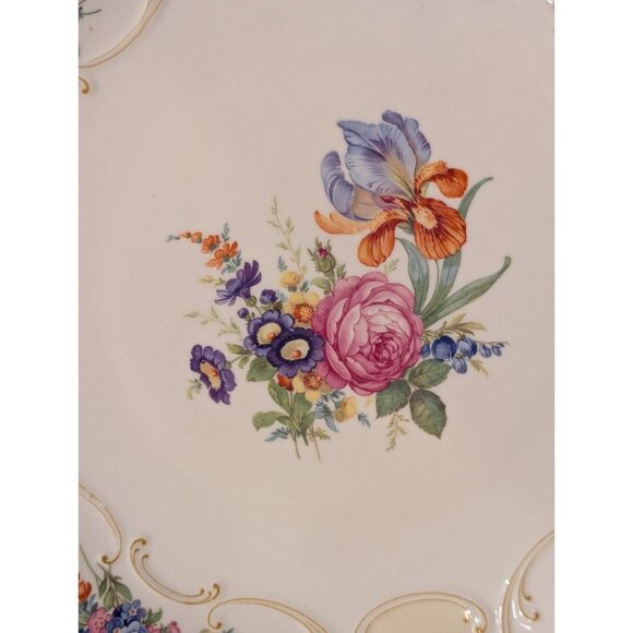 Bavaria Tirschenreuth Germany Floral Scalloped Porcelain Plates Pair set of 2 - Picture 10 of 16